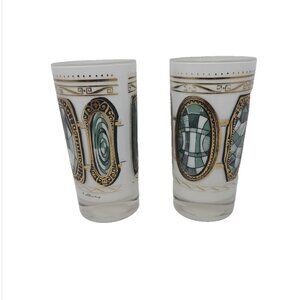 2 Vintage MCM 1950s H Sterberg Highball Collins Cocktail Bar Glasses Frosted